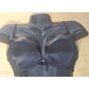 Victoria's Secret Plunge Bra Y2K Black with Front Bow and Rhinestone‎ Charm 34B
